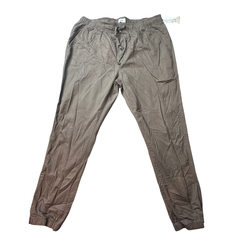 Old Navy Jogger Pants Mens Large Brown Built-In Flex Twill Elastic Waist Stretch